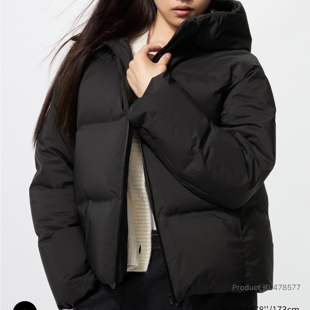 Uniqlo Seamless Down Parka Black Women's Hooded Puffer Jacket